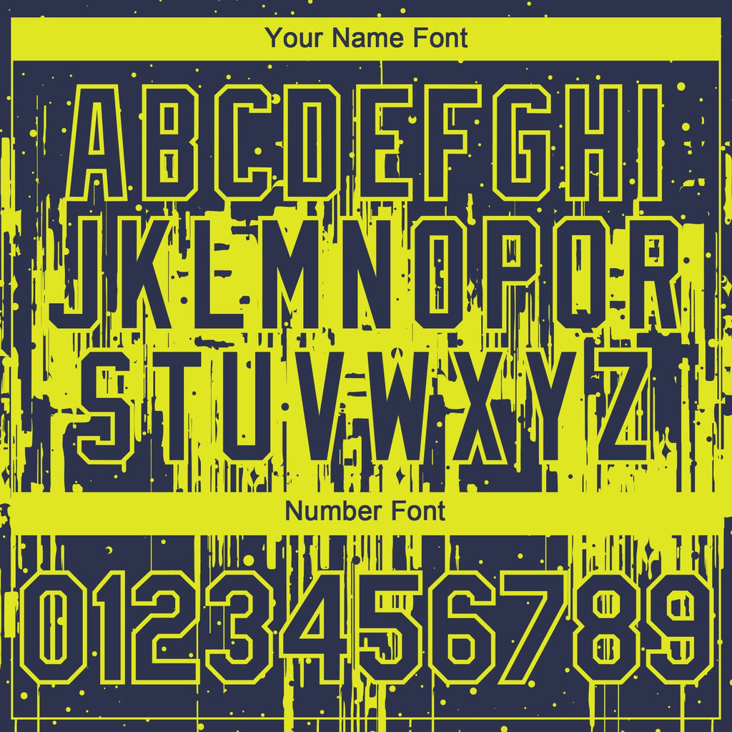 Custom Navy Neon Yellow Dripping Splatter Paint Authentic Baseball Jersey