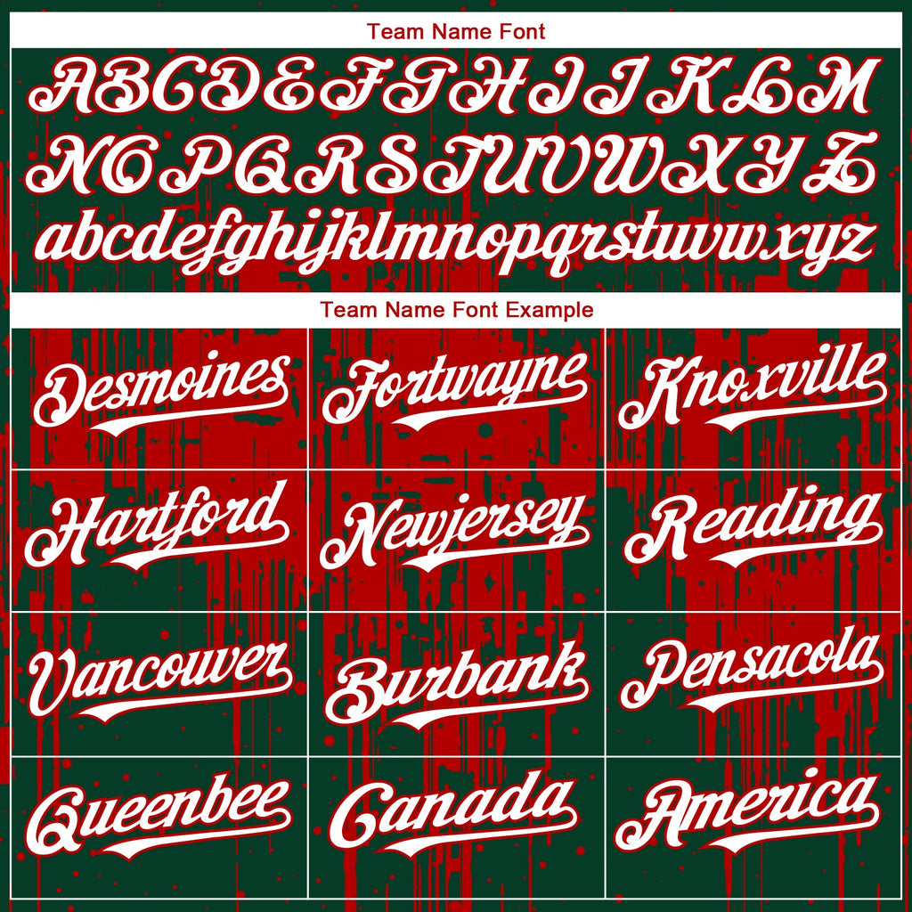 Custom Green White-Red Dripping Splatter Paint Authentic Baseball Jersey