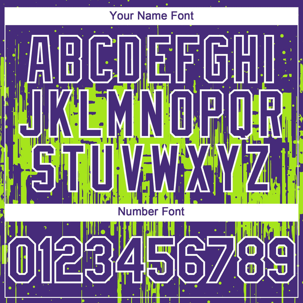 Custom Purple White-Neon Green Dripping Splatter Paint Authentic Baseball Jersey