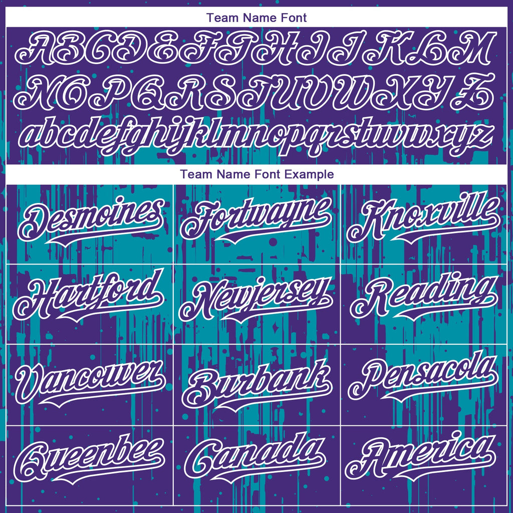 Custom Purple White-Teal Dripping Splatter Paint Authentic Baseball Jersey