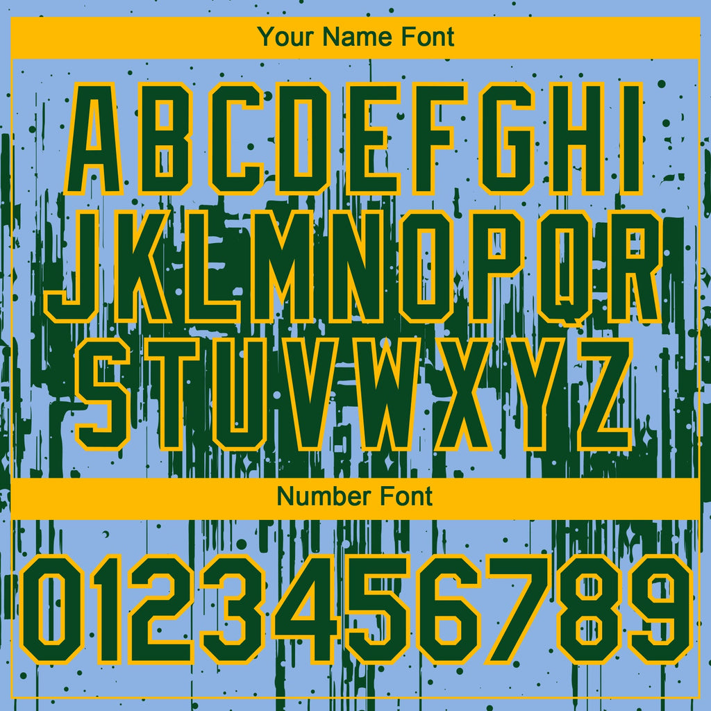 Custom Light Blue Green-Gold Dripping Splatter Paint Authentic Baseball Jersey