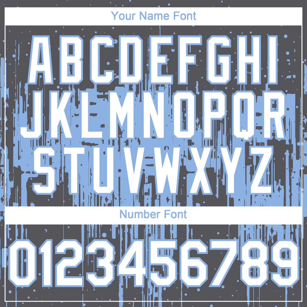 Custom Steel Gray White-Light Blue Dripping Splatter Paint Authentic Baseball Jersey