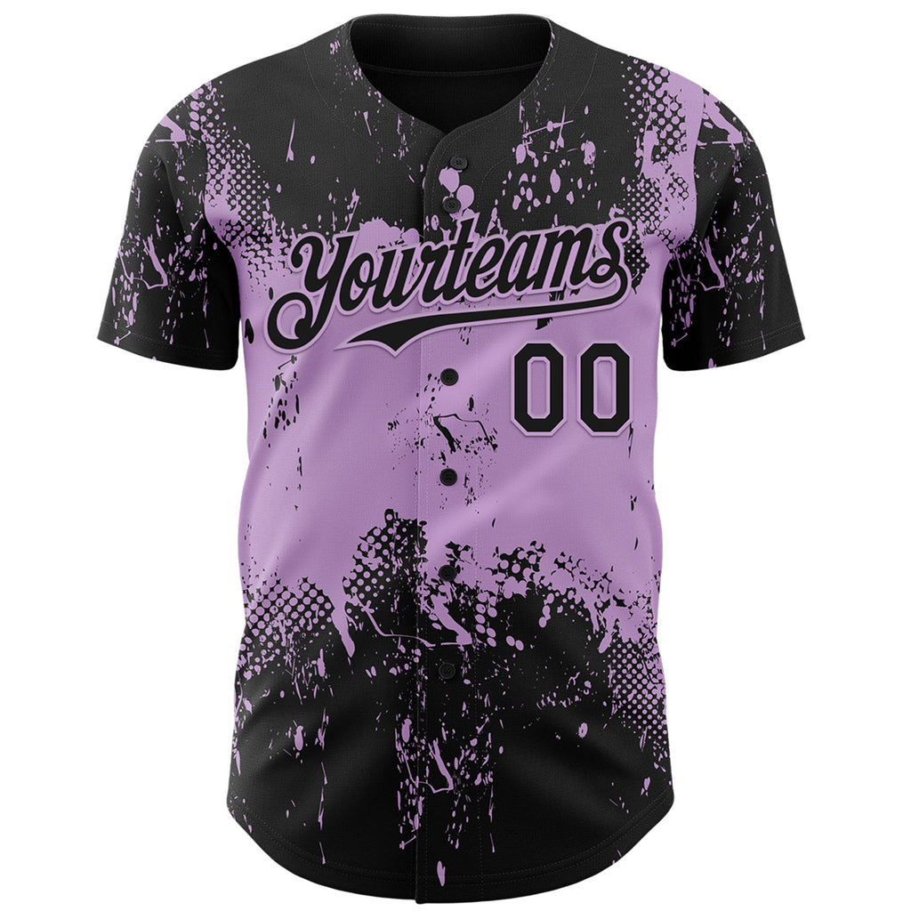 Custom Black Light Purple Abstract Splatter Grunge Paint Authentic Baseball Jersey