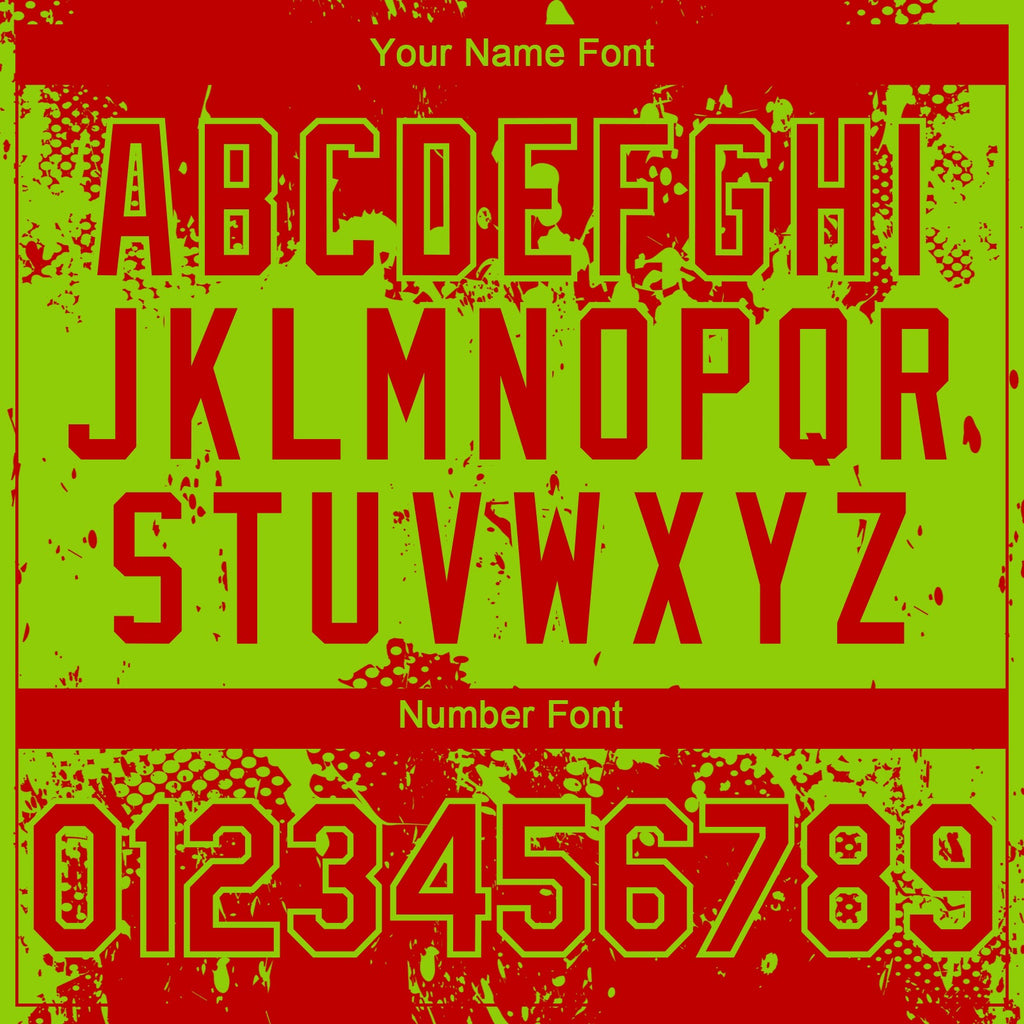 Custom Red Neon Green Abstract Splatter Grunge Paint Authentic Baseball Jersey