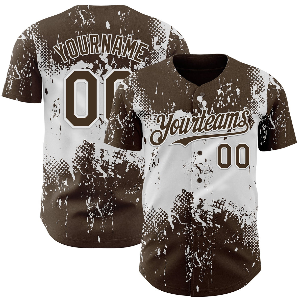 Custom Brown White Abstract Splatter Grunge Paint Authentic Baseball Jersey