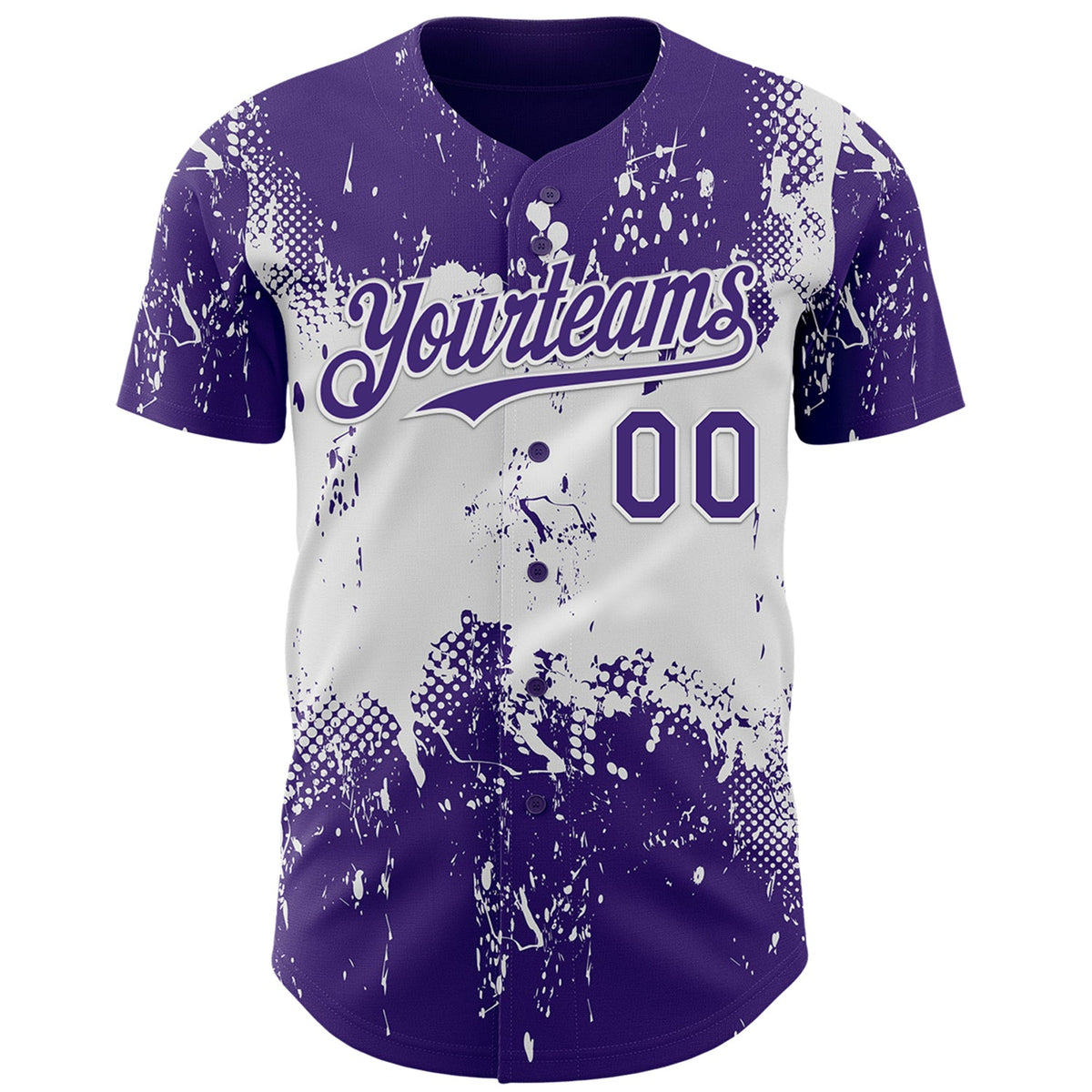Custom Purple White Abstract Splatter Grunge Paint Authentic Baseball Jersey