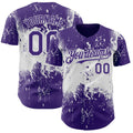 Custom Purple White Abstract Splatter Grunge Paint Authentic Baseball Jersey