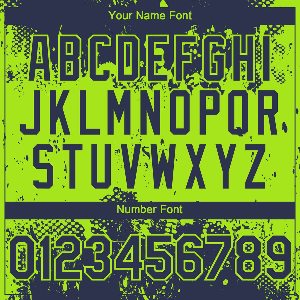 Custom Navy Neon Green Abstract Splatter Grunge Paint Authentic Baseball Jersey