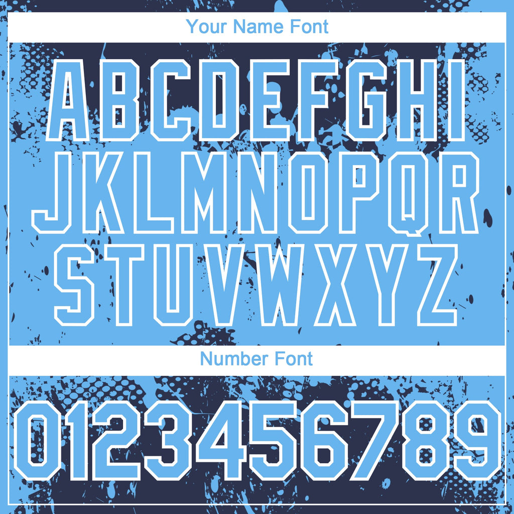 Custom Navy Sky Blue-White Abstract Splatter Grunge Paint Authentic Baseball Jersey