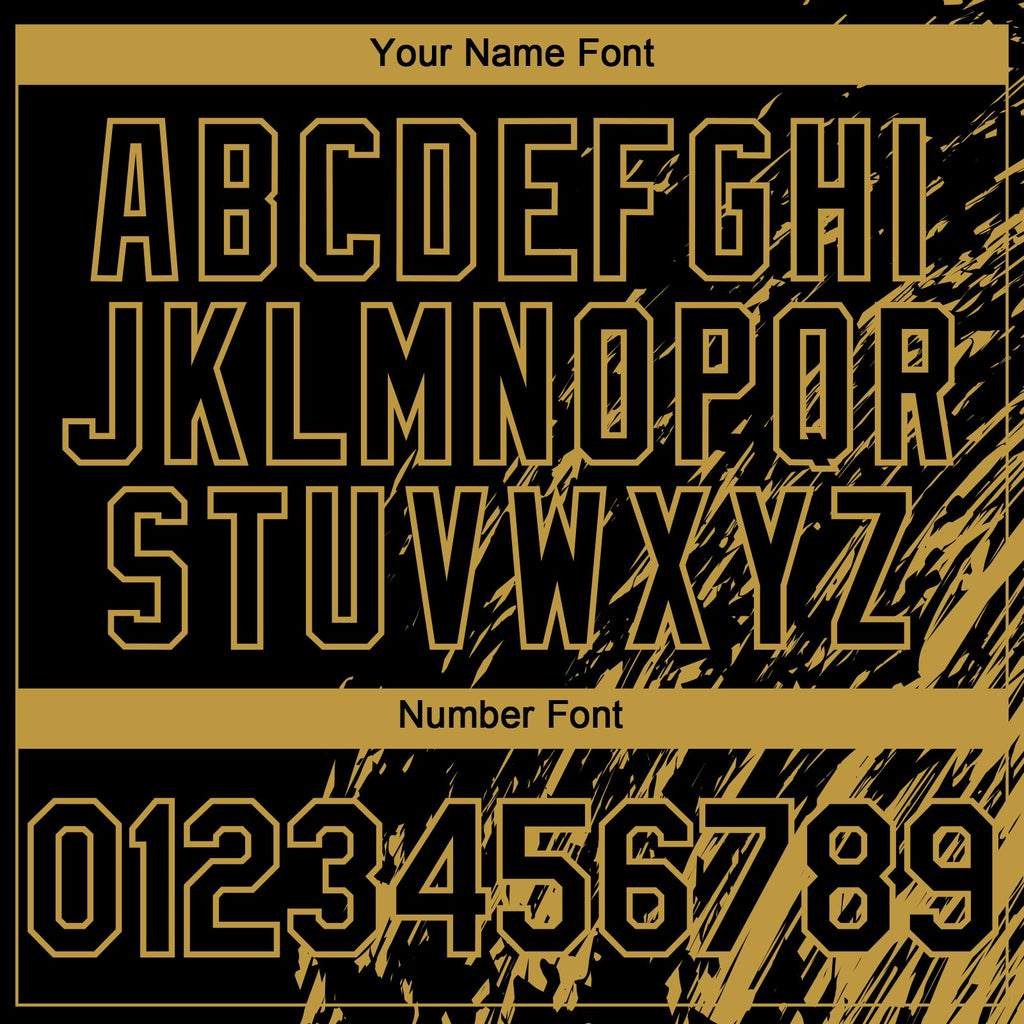 Custom Black Old Gold Paint Stroke Grunge Streak Authentic Baseball Jersey