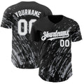 Custom Black White-Gray Paint Stroke Grunge Streak Authentic Baseball Jersey