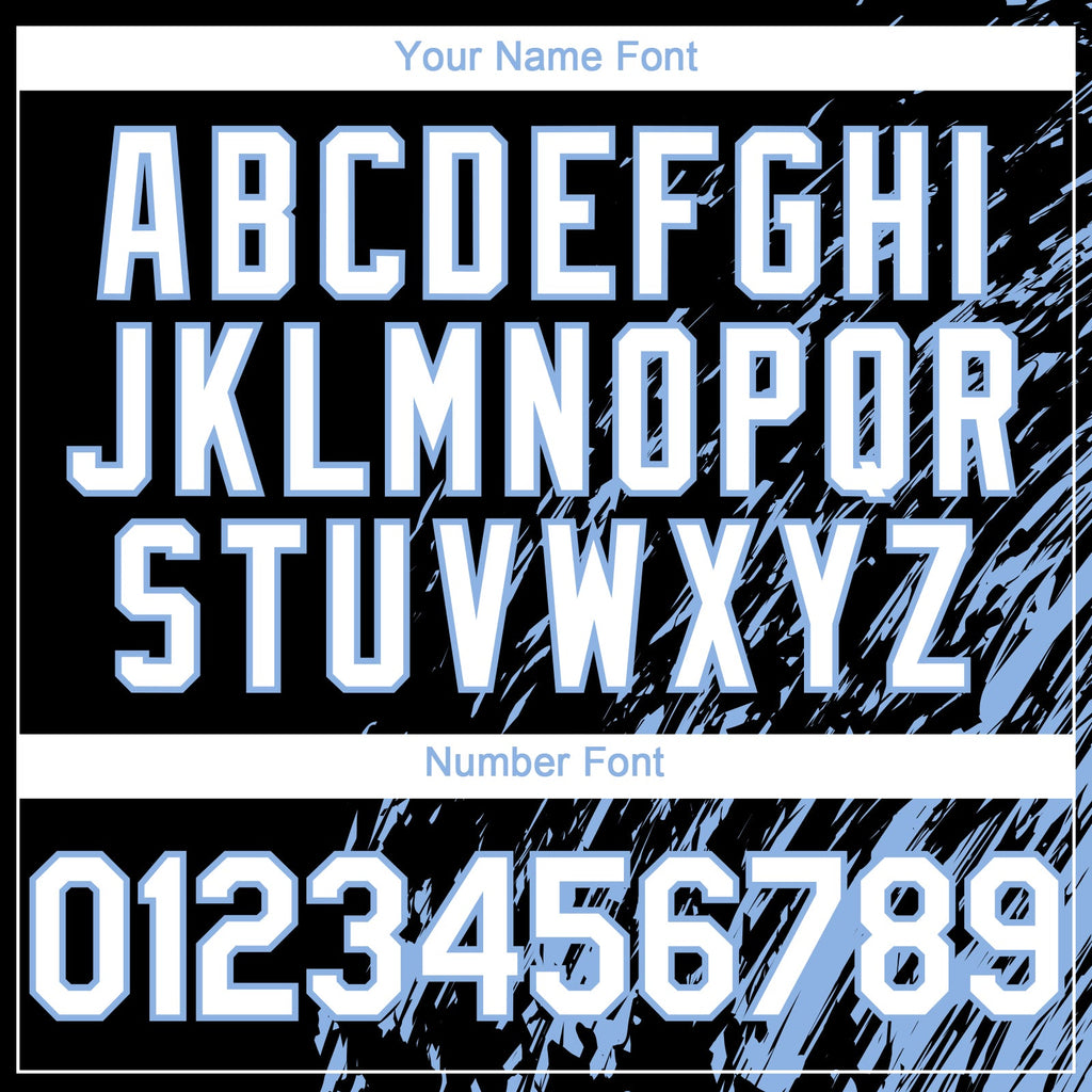 Custom Black White-Light Blue Paint Stroke Grunge Streak Authentic Baseball Jersey
