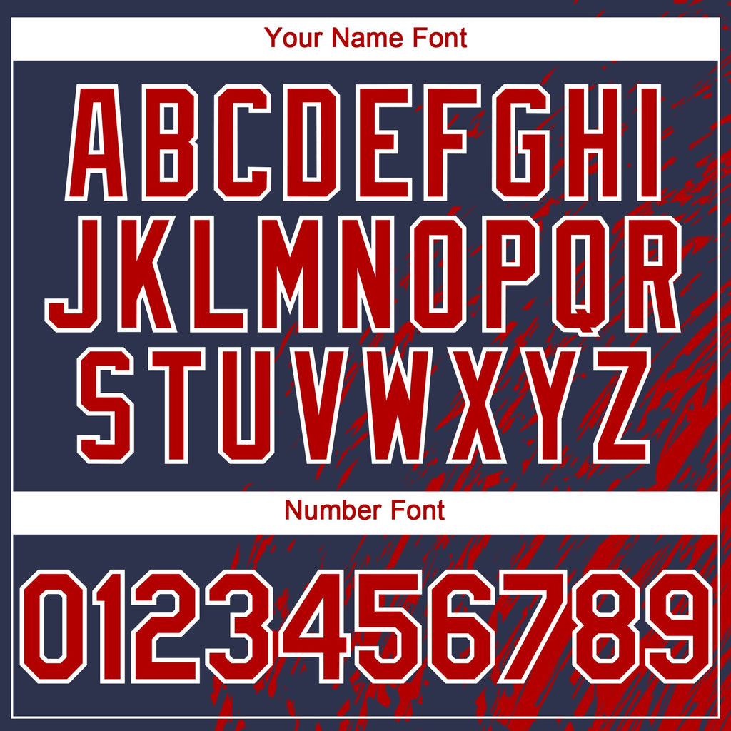 Custom Navy Red-White Paint Stroke Grunge Streak Authentic Baseball Jersey