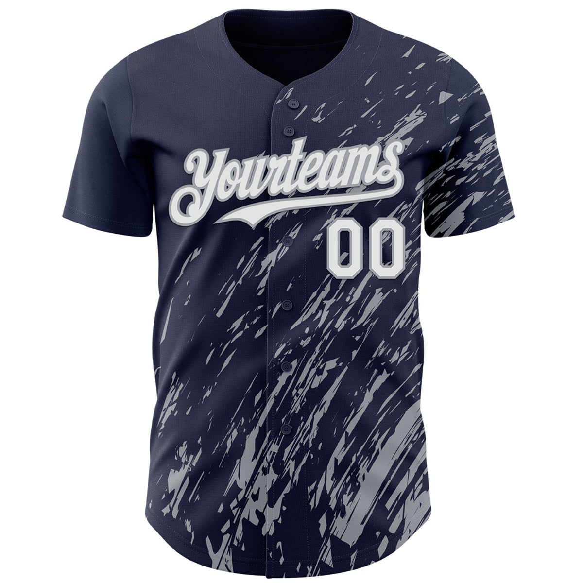 Custom Navy White-Gray Paint Stroke Grunge Streak Authentic Baseball Jersey