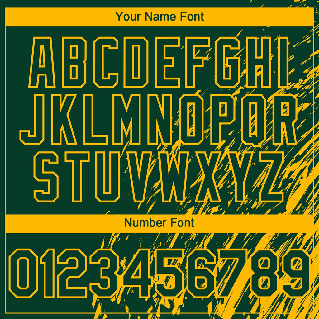 Custom Green Gold Paint Stroke Grunge Streak Authentic Baseball Jersey