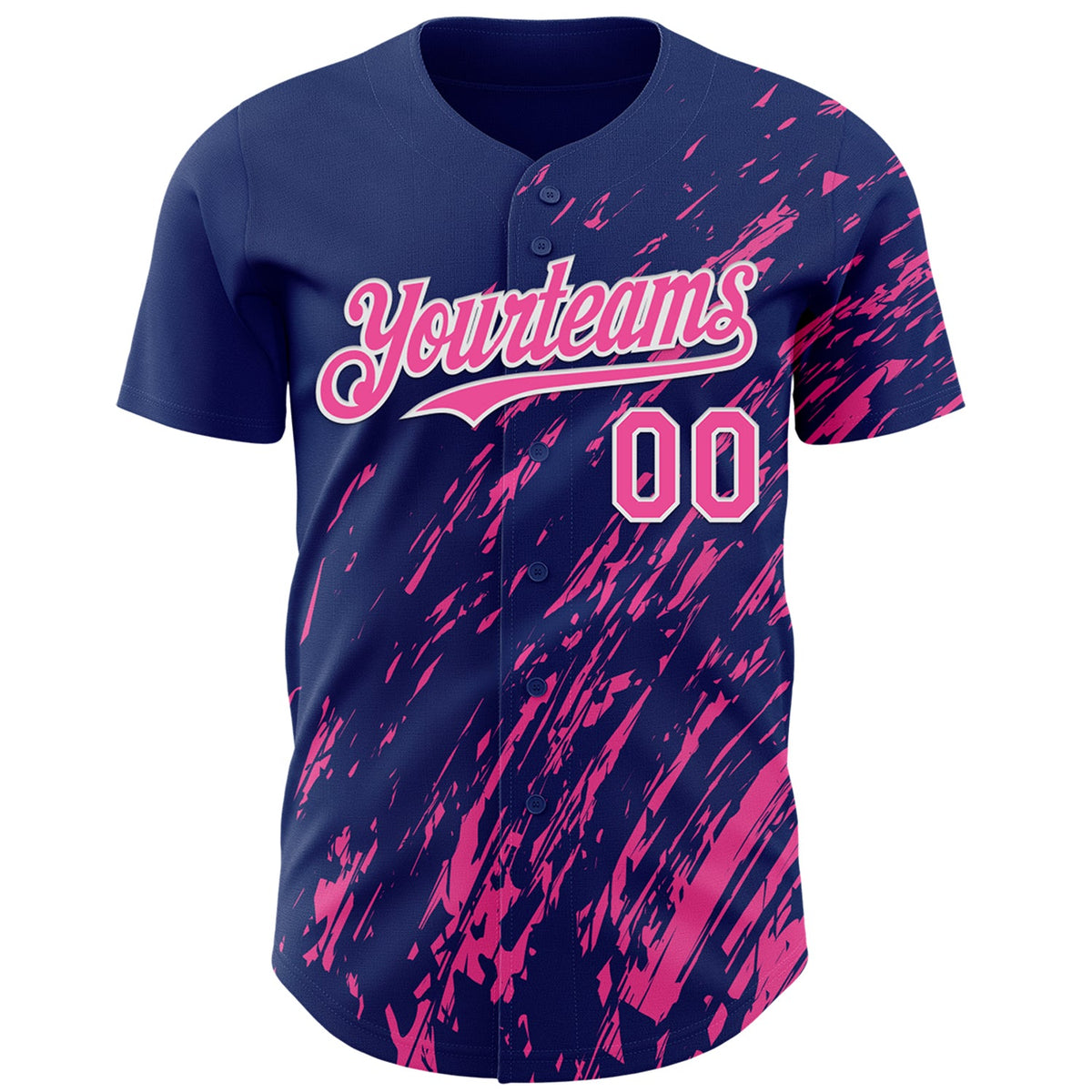 Custom Royal Pink-White Paint Stroke Grunge Streak Authentic Baseball Jersey