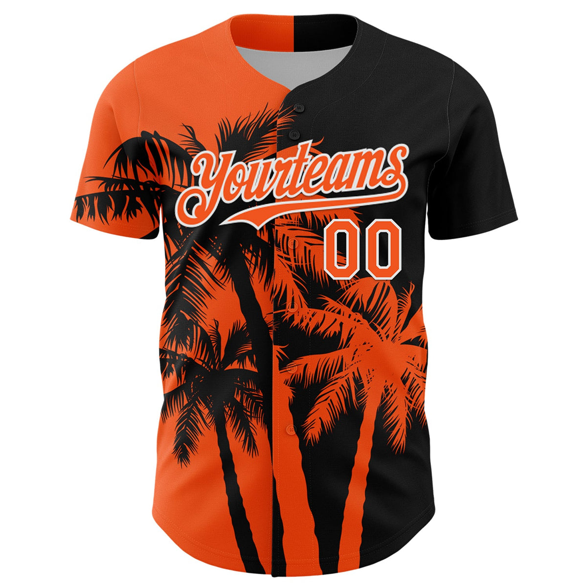 Custom Black Orange-White Hawaii Palm Trees Tropical Coconut Authentic Baseball Jersey