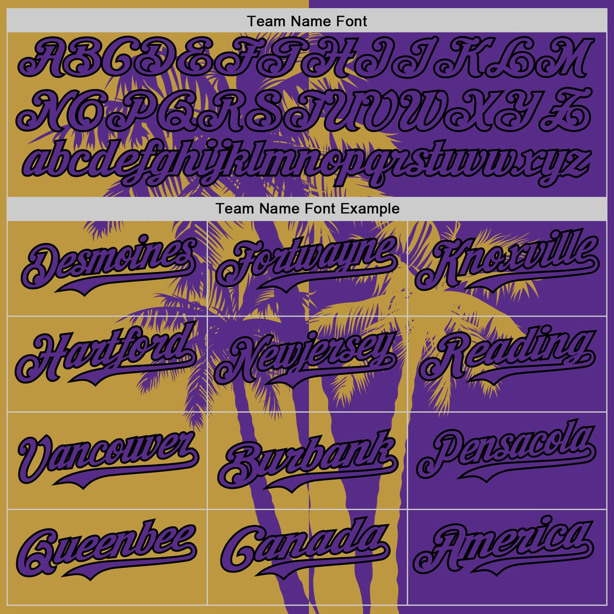 Custom Purple Old Gold-Black Hawaii Palm Trees Tropical Coconut Authentic Baseball Jersey