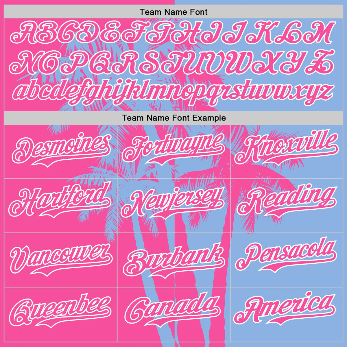 Custom Light Blue Pink-White Hawaii Palm Trees Tropical Coconut Authentic Baseball Jersey