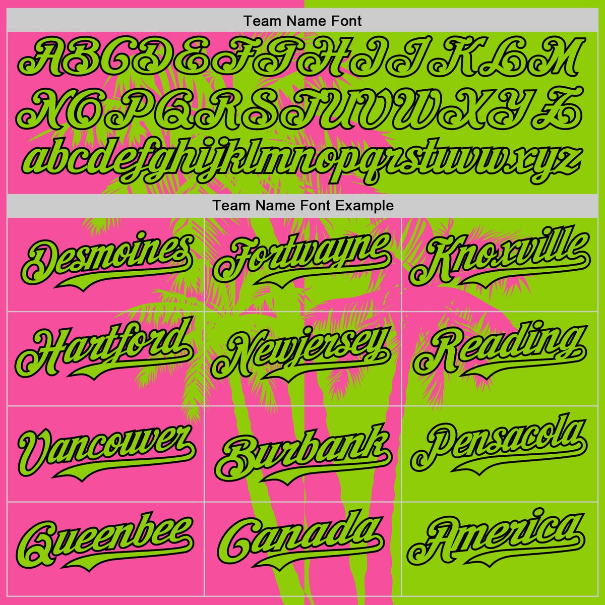 Custom Neon Green Pink-Black Hawaii Palm Trees Tropical Coconut Authentic Baseball Jersey