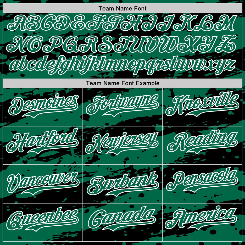 Custom Kelly Green Black-White Paint Splash Stripe Authentic Baseball Jersey