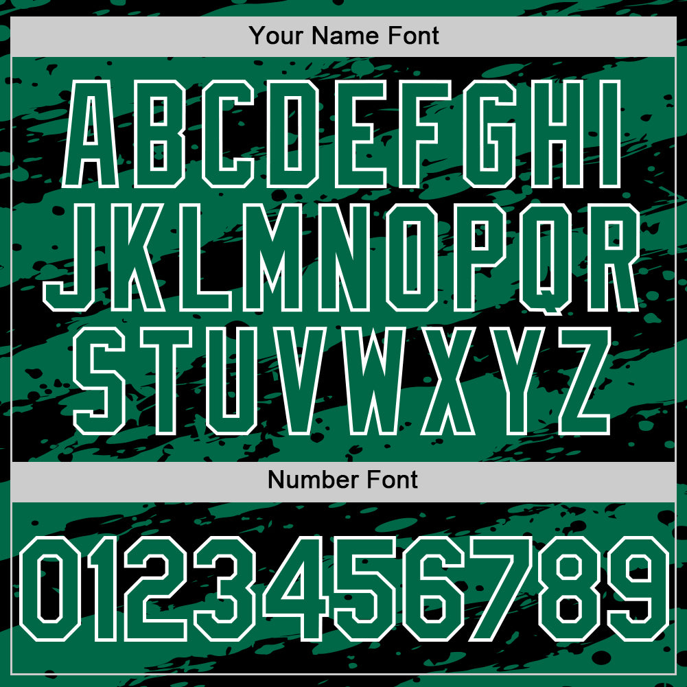 Custom Kelly Green Black-White Paint Splash Stripe Authentic Baseball Jersey