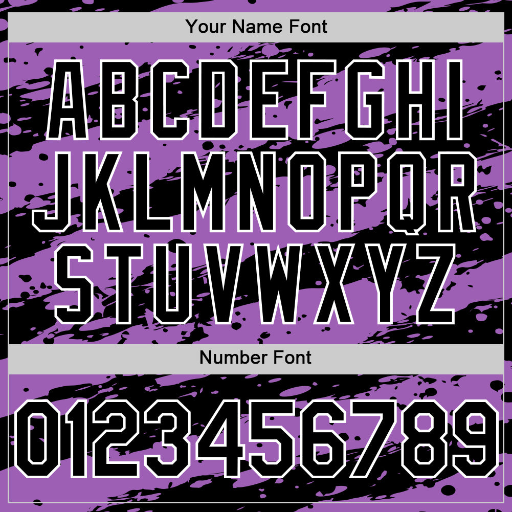 Custom Medium Purple Black-White Paint Splash Stripe Authentic Baseball Jersey