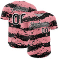 Custom Medium Pink Black-White Paint Splash Stripe Authentic Baseball Jersey