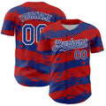 Custom Red Royal-White Paint Splash Stripe Authentic Baseball Jersey