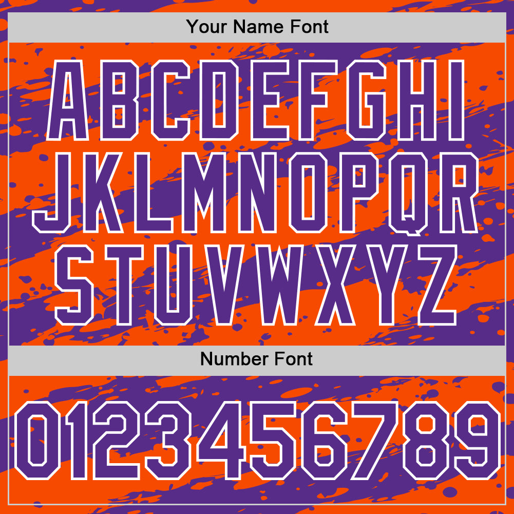 Custom Orange Purple-White Paint Splash Stripe Authentic Baseball Jersey