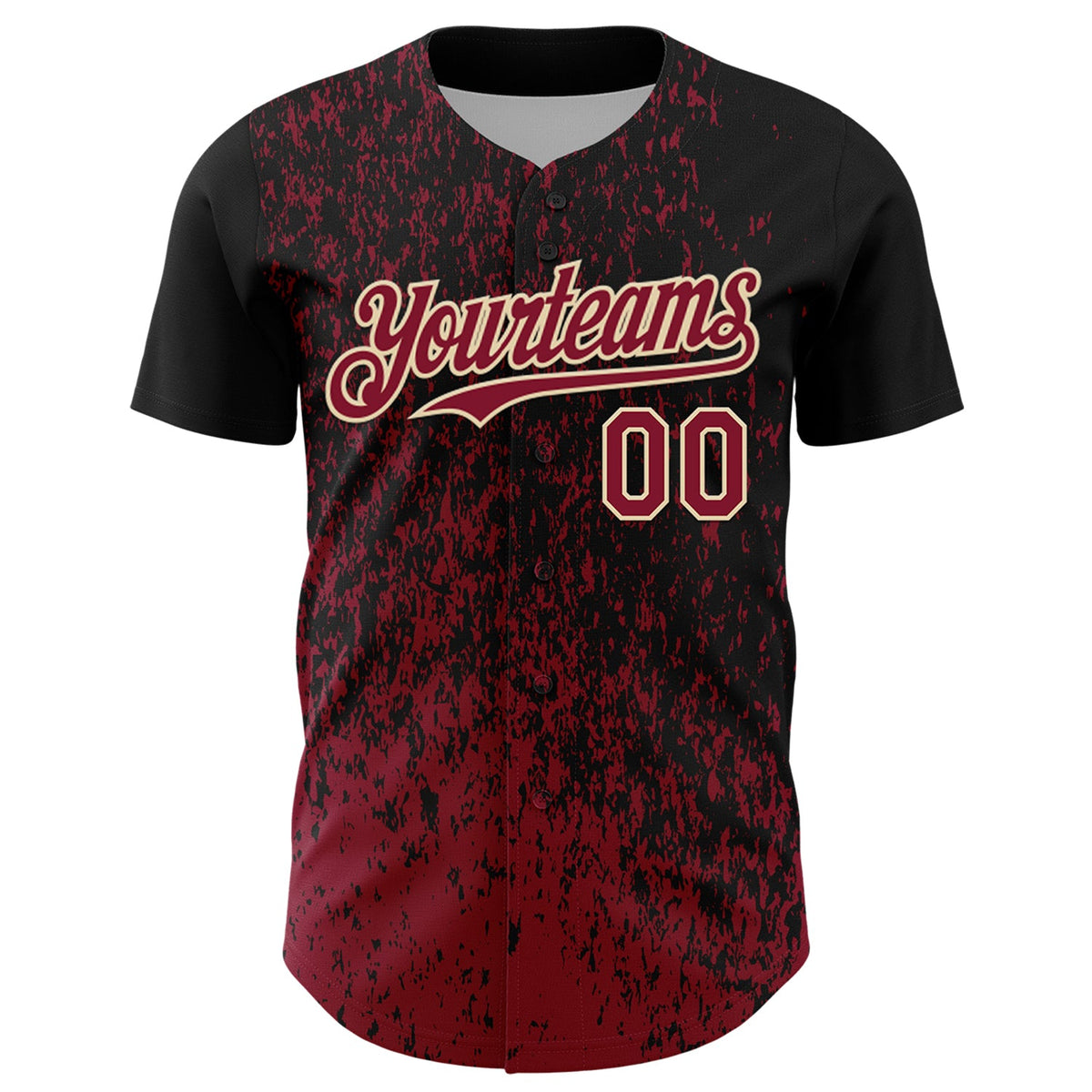 Custom Black Crimson-Cream Abstract Fragment Splatter Authentic Baseball Jersey