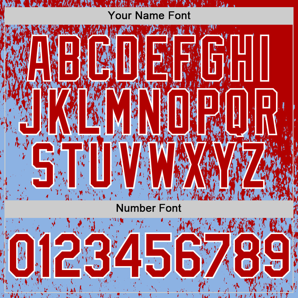 Custom Red Light Blue-White Abstract Fragment Splatter Authentic Baseball Jersey