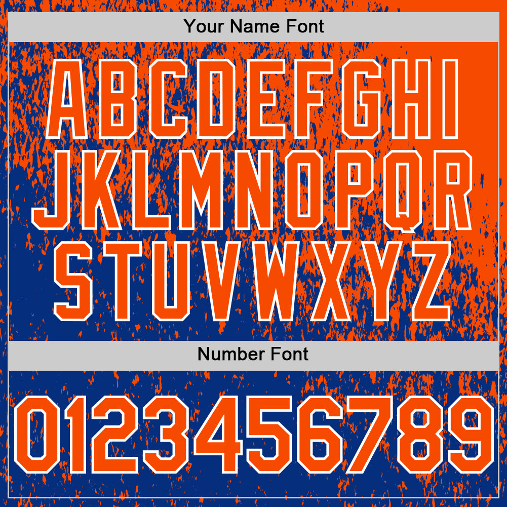 Custom Orange Royal-White Abstract Fragment Splatter Authentic Baseball Jersey