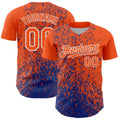 Custom Orange Royal-White Abstract Fragment Splatter Authentic Baseball Jersey