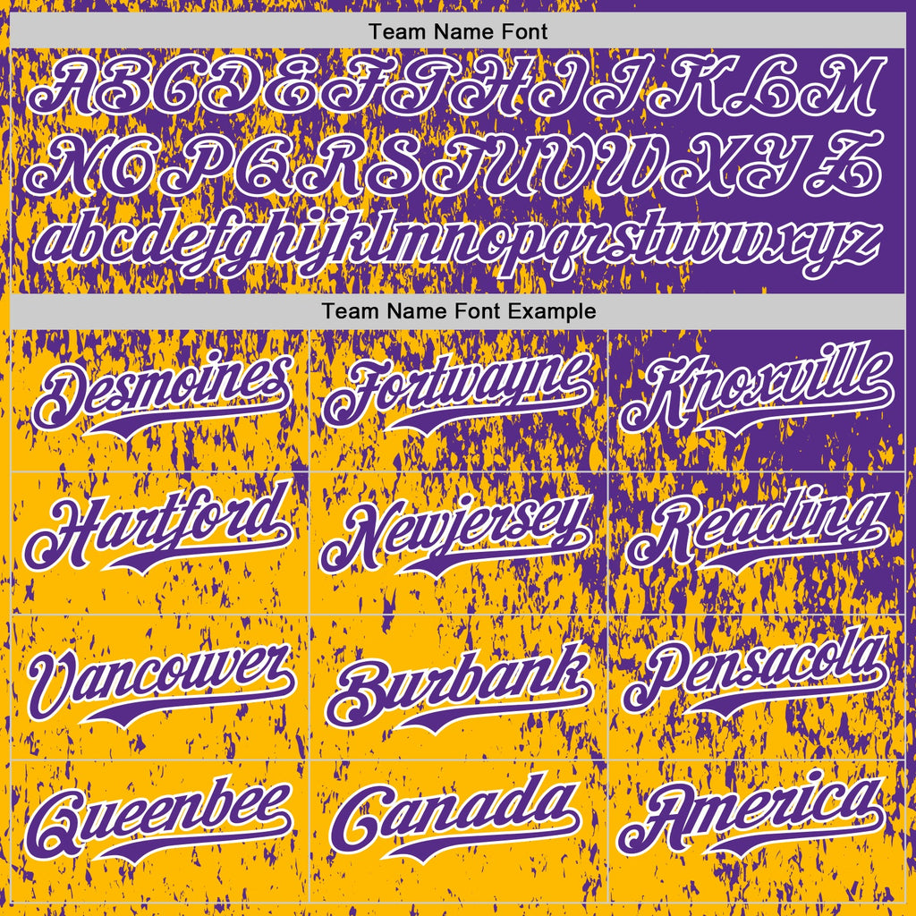 Custom Purple Gold-White Abstract Fragment Splatter Authentic Baseball Jersey