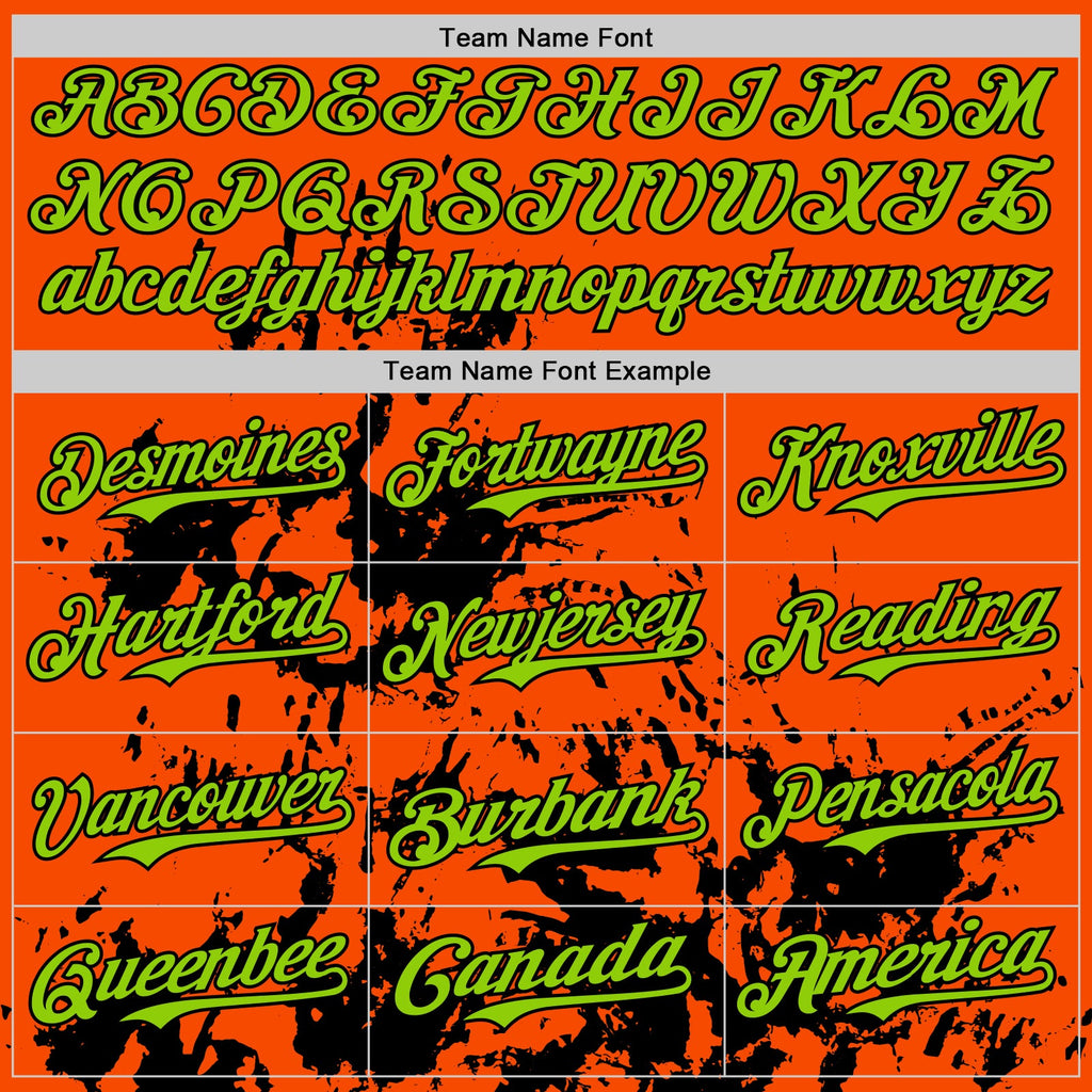 Custom Orange Neon Green-Black Splatter Authentic Baseball Jersey