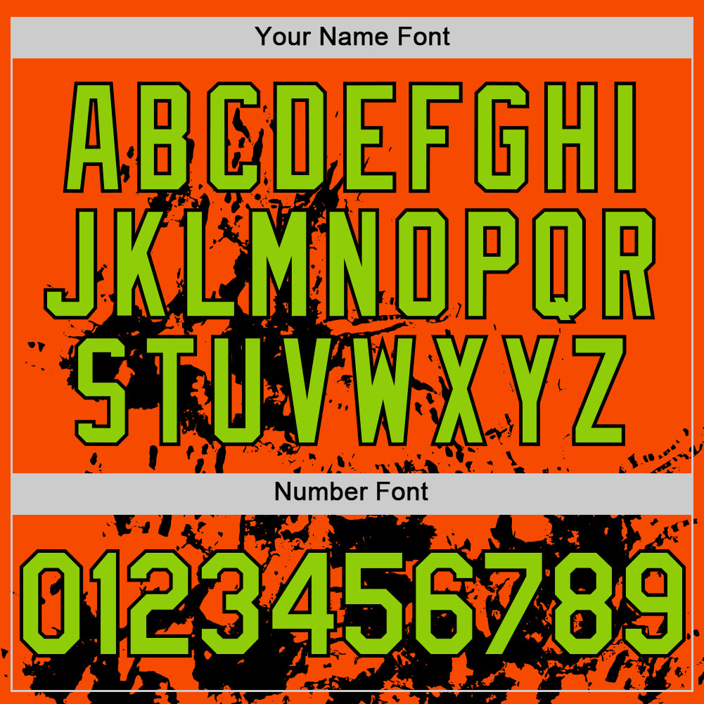 Custom Orange Neon Green-Black Splatter Authentic Baseball Jersey