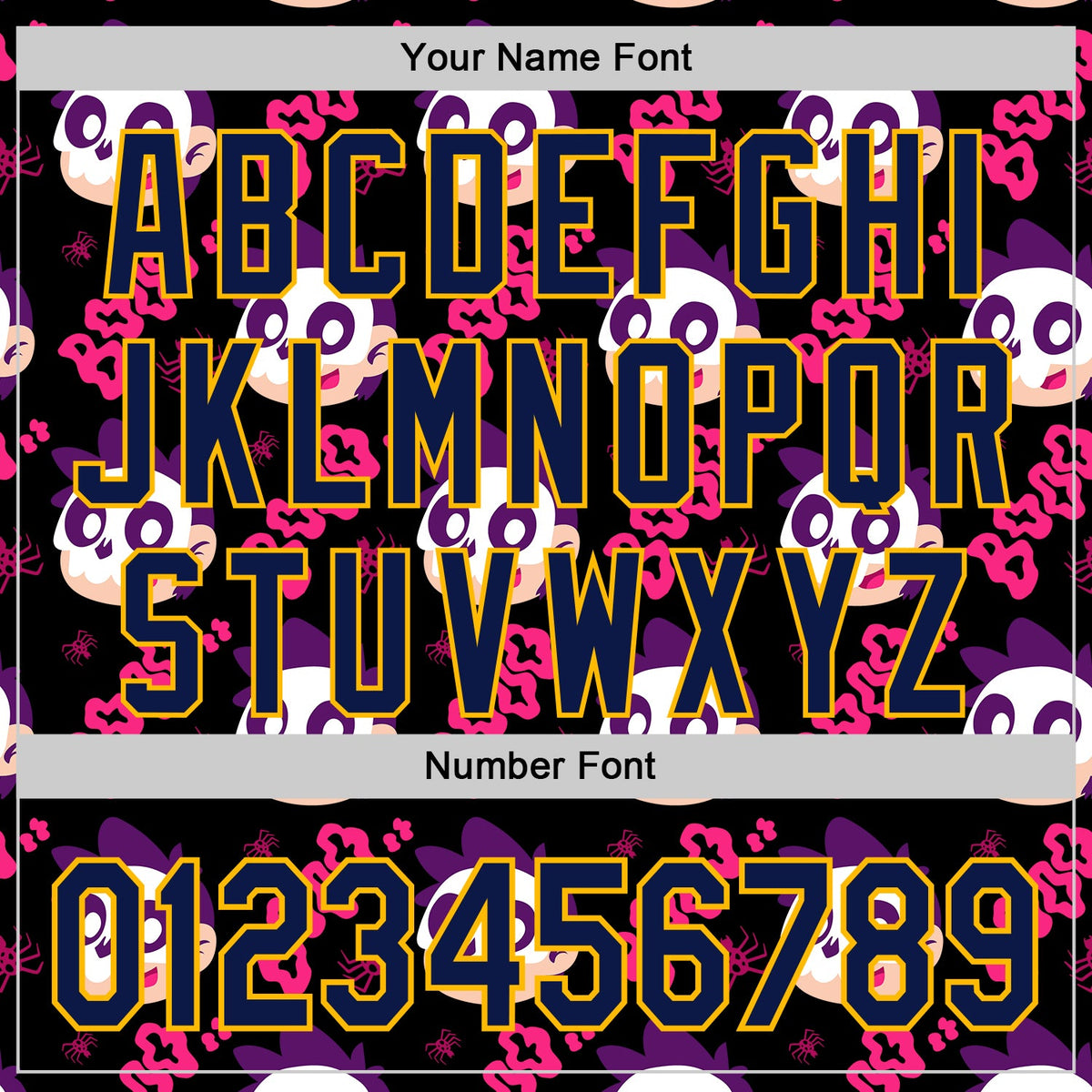 Custom Black Navy Hot Pink-Gold Sugar Skull Day of the Dead Mexican Folk Art Authentic Baseball Jersey