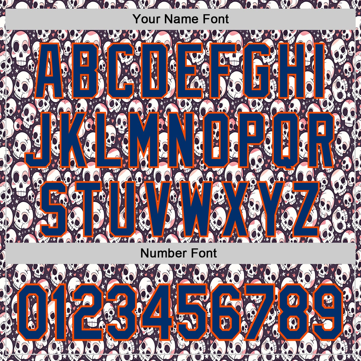Custom White US Navy Blue-Orange Sugar Skull Day of the Dead Mexican Folk Art Authentic Baseball Jersey