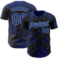 Custom Black Royal-Light Blue Splatter Torn Sharp Brush Stroke Authentic Baseball Jersey