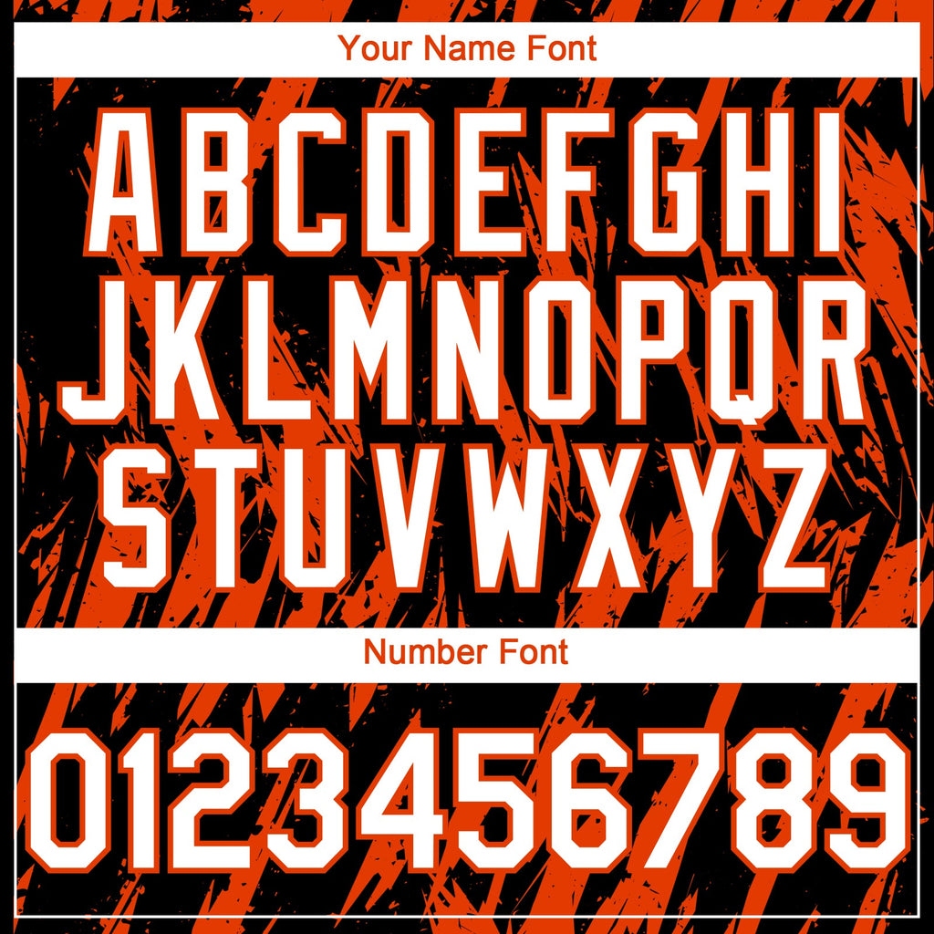 Custom Black White-Orange Splatter Torn Sharp Brush Stroke Authentic Baseball Jersey