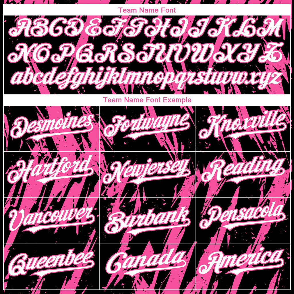 Custom Black White-Pink Splatter Torn Sharp Brush Stroke Authentic Baseball Jersey