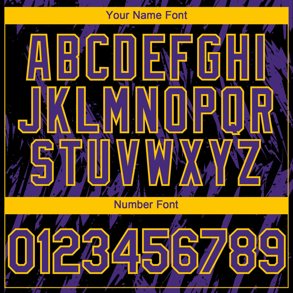 Custom Black Purple-Yellow Splatter Torn Sharp Brush Stroke Authentic Baseball Jersey