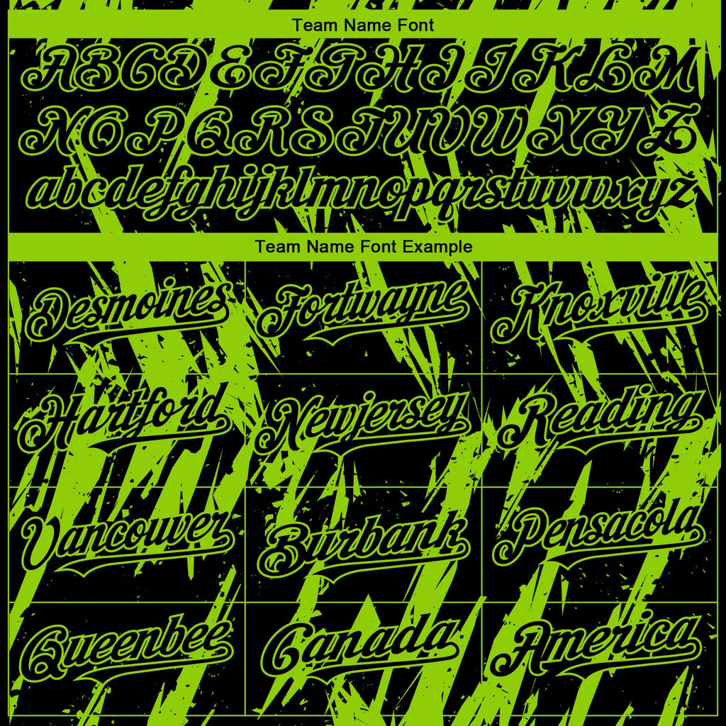 Custom Black Neon Green Splatter Torn Sharp Brush Stroke Authentic Baseball Jersey