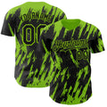 Custom Black Neon Green Splatter Torn Sharp Brush Stroke Authentic Baseball Jersey