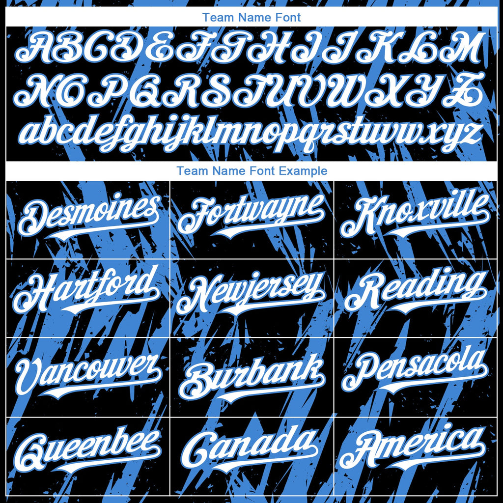 Custom Black White-Powder Blue Splatter Torn Sharp Brush Stroke Authentic Baseball Jersey