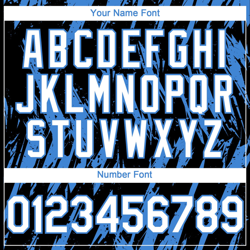 Custom Black White-Powder Blue Splatter Torn Sharp Brush Stroke Authentic Baseball Jersey