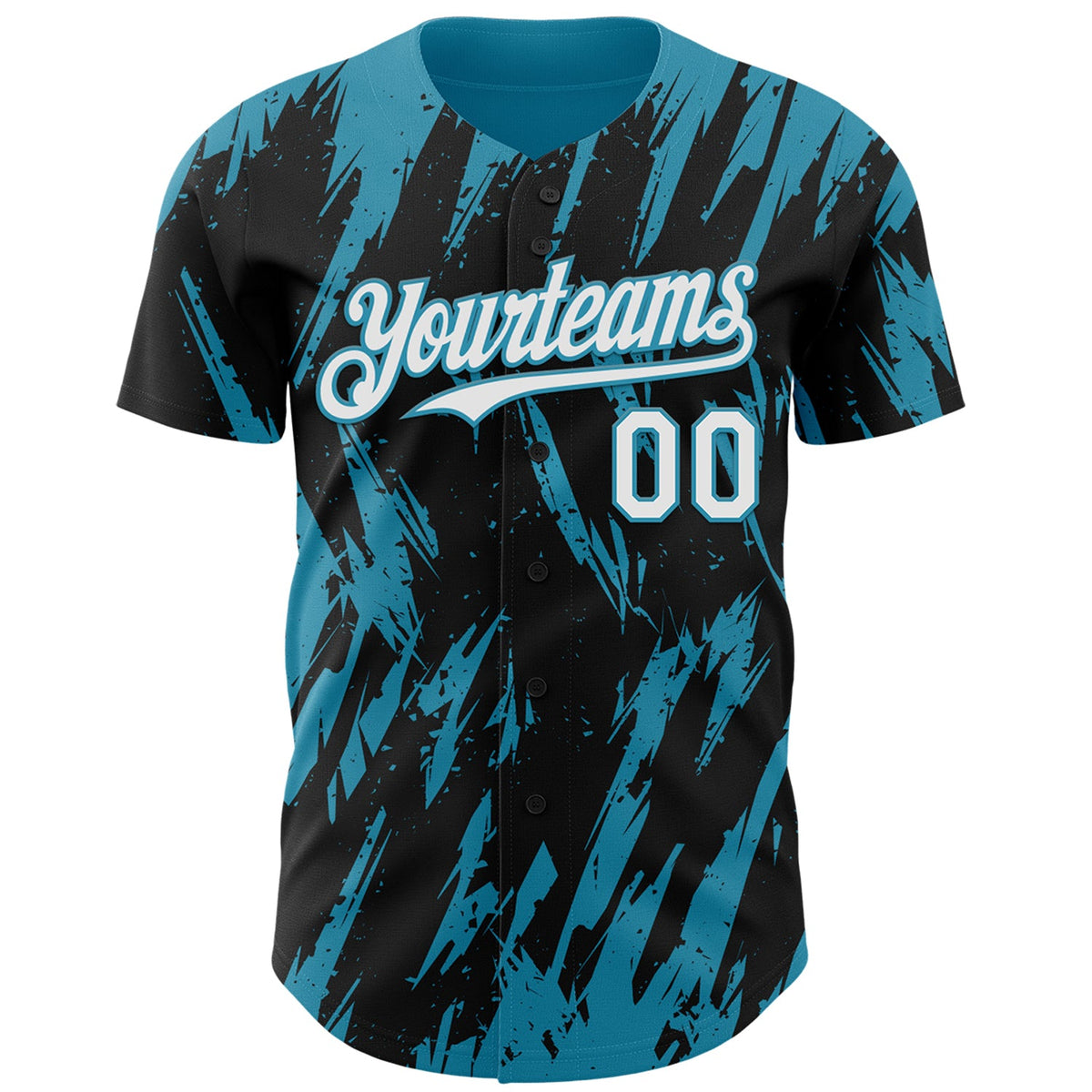 Custom Black White-Panther Blue Splatter Torn Sharp Brush Stroke Authentic Baseball Jersey