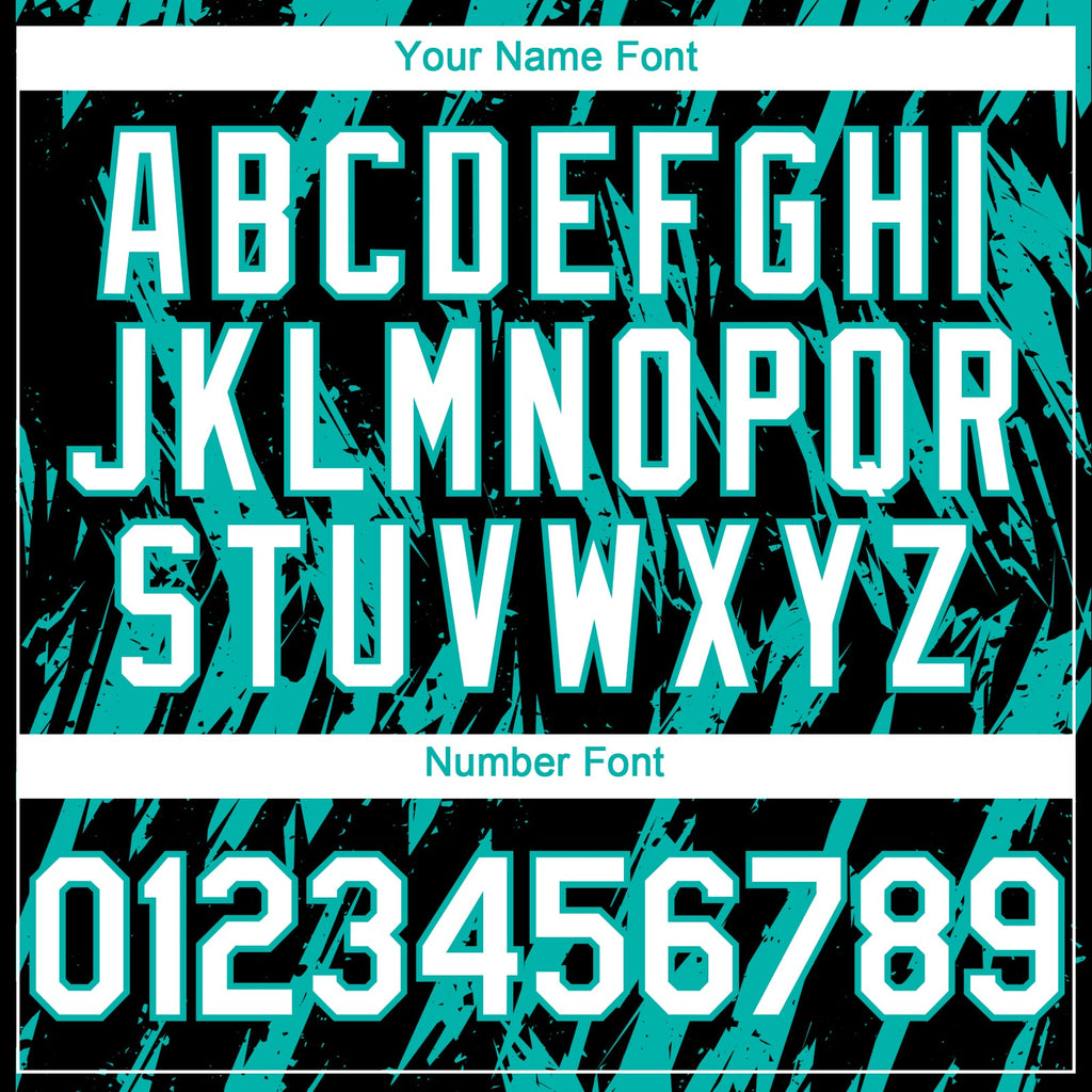 Custom Black White-Aqua Splatter Torn Sharp Brush Stroke Authentic Baseball Jersey
