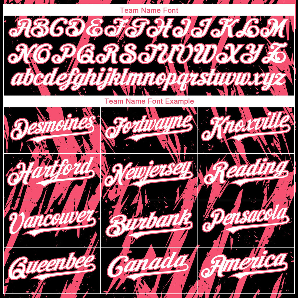 Custom Black White-Neon Pink Splatter Torn Sharp Brush Stroke Authentic Baseball Jersey